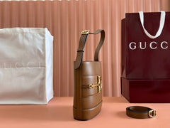 73 SMALL BUCKET BAG 20 IN BROWN SMOOTH CALFSKIN