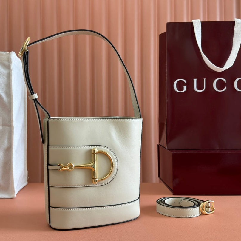 73 SMALL BUCKET BAG 20 IN OFF WHITE SMOOTH CALFSKIN