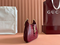 JACKIE NOTTE MINI BAG 19 IN RED WINE CRACKED LACQUER CALFSKIN GOLD HARDWARE