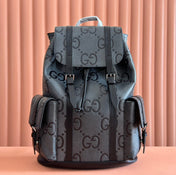 LARGE BACKPACK JUMBO 41 IN GREY AND BLACK GRAINY GG LAMBSKIN