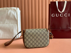 SMALL HORSEBIT 1955 SHOULDER BAG 20 IN BEIGE AND DARK BROWN NEW GG MONOGRAM CALFSKIN