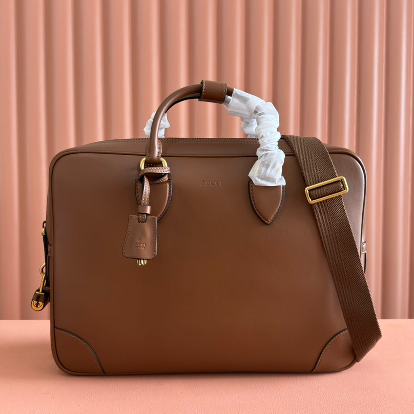 MEDIUM BRIEFCASE 40 IN BROWN CALFSKIN