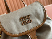 MEDIUM BACKPACK 29.5 IN GREY CANVAS BROWN CALFSKIN