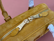 ARCADIE BAG 22 IN MUSTARD YELLOW SUEDE GOLD HARDWARE