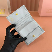 SMALL MATELASSÉ NAPPA LEATHER WALLET BLUE GRAY