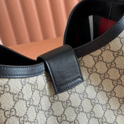GUCCI 26S PADLOCK SHOULDER BAG 29 IN DARK BEIGE AND BLACK CALFSKIN