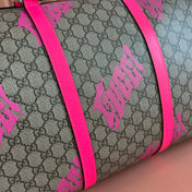 GUCCI CHROMA LARGE DUFFLE BAG 45 PINK IN GG MONOGRAM CANVAS