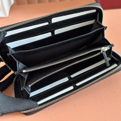GG MARMONT 19 LONG WALLET IN BLACK CALFSKIN SILVER HARDWARE