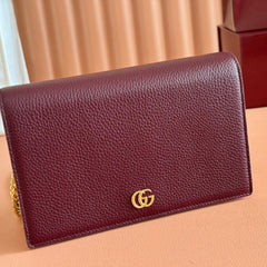 GG MARMONT 20 MINI CHAIN BAG IN DARK RED CALFSKIN