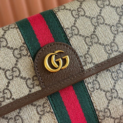 OPHIDIA BELT BAG 24 IN BEIGE AND DARK BROWN CANVAS