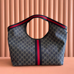 GUCCI GIGLIO LARGE TOTE BAG 60 IN BLUE AND WHITE GG DENIM