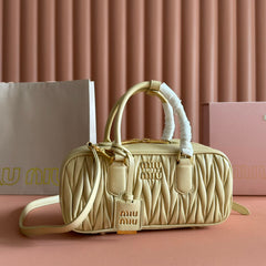 ARCADIE MATELASSÉ BAG 27 BEIGE IN CALFSKIN GOLD HARDWARE