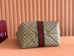 GG OPHIDIA MEDIUM TOTE BAG 31 BEIGE AND DARK BROWN CANVAS