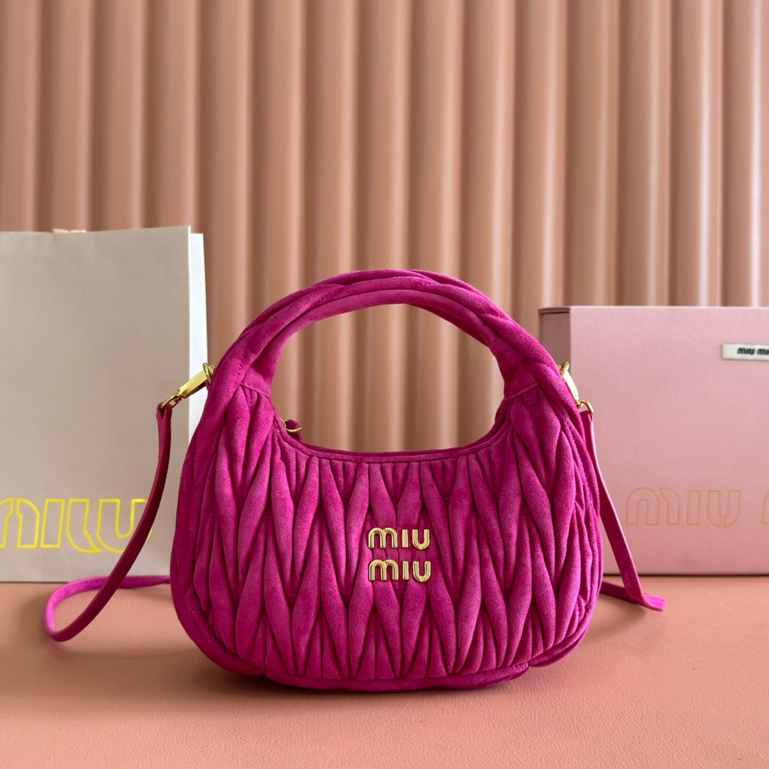 MIUMIU SUEDE HANDBAG 23 DEEP FUCHSIA
