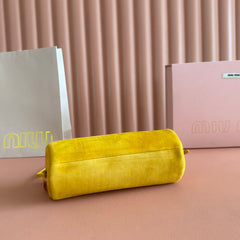 SUEDE BAG 22 MUSTARD YELLOW GOLD HARDWARE