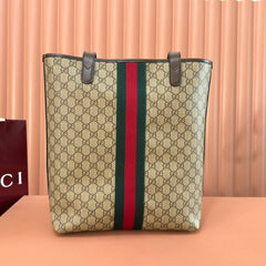 GUCCI 25S TOTE BAG 36 CM IN DARK BROWN MIX BEIGE LAMBSKIN WITH GOLD HARDWARE