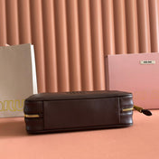 MIUMIU 26S BEAU TOP HANDLE BAG 29 IN DARK BROWN CALFSKIN GOLD HARDWARE