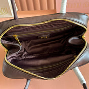 MIUMIU 26S BEAU TOP HANDLE BAG 29 IN DARK BROWN CALFSKIN GOLD HARDWARE