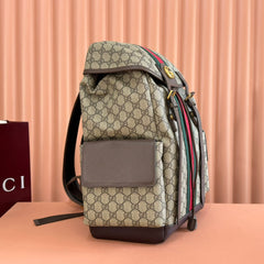 GUCCI 25S OPHIDIA MEDIUM BACKPACK 40 CM IN DARK BEIGE MIX BROWN CALFSKIN