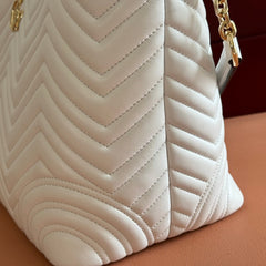 GUCCI 25S SMALL TOTE BAG 39 CM IN WHITE CALFSKIN WITH GOLD HARDWARE