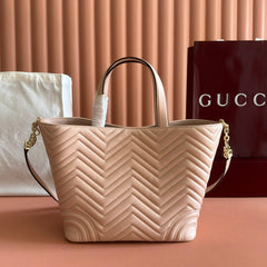 GUCCI 25S SMALL TOTE BAG 39 CM IN NUDE PINK CALFSKIN WITH GOLD HARDWARE