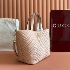 GUCCI 25S SMALL TOTE BAG 39 CM IN NUDE PINK CALFSKIN WITH GOLD HARDWARE