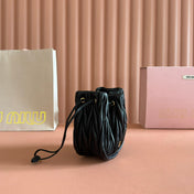 MIUMIU 26S MATELASSE POUCH BAG 16 IN BLACK CALFSKIN GOLD HARDWARE