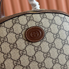 GUCCI 25S SUPREME BACKPACK 41 CM IN BROWN MIX BEIGE CALFSKIN