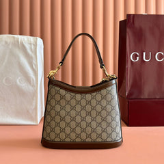 GUCCI 25S SHOULDER BAG 25 CM IN BEIGE MIX BROWN CALFSKIN