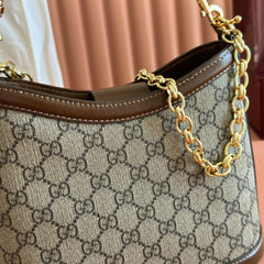 GUCCI 25S SHOULDER BAG 25 CM IN BEIGE MIX BROWN CALFSKIN