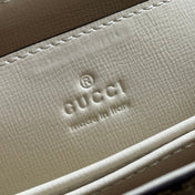 GUCCI 25S HORSEBIT 1955 MEDIUM SHOULDER BAG 22 CM IN BEIGE CANVAS AND CREAM WHITE CALFSKIN WITH GOLD HARDWARE