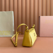 MIUMIU 26S POUCH BAG 18 IN YELLOW CALFSKIN GOLD HARDWARE