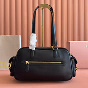 MIUMIU 26S POCKET TOP-HANDLE BAG 32 IN BLACK CALFSKIN GOLD HARDWARE
