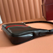 GUCCI 26S LUNETTA SHOULDER BAG 22 IN BLACK CALFSKIN