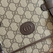 GUCCI 26S MESSENGER CROSSBODY BAG 28 IN DARK BEIGE AND BROWN CANVAS