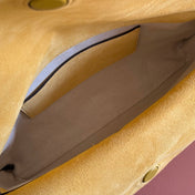 GUCCI 26S SHOULDER BAG 28 IN MUSTARD YELLOW EMBOSSED SUEDE