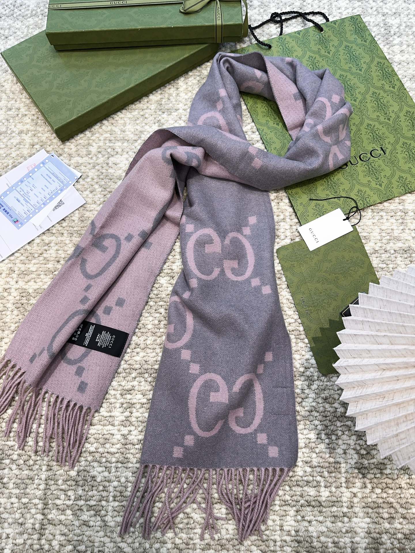 SCARF 200 CM IN LIGHT PINK MIX GRAY CASHMERE 396379