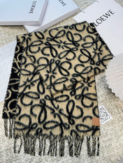 SCARF 186 CM IN BLACK MIX CAMEL BEIGE ALPACA AND WOOL 403823