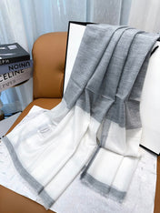 SCARF 200 CM IN DOVE GRAY MIX WHITE CASHMERE 402260