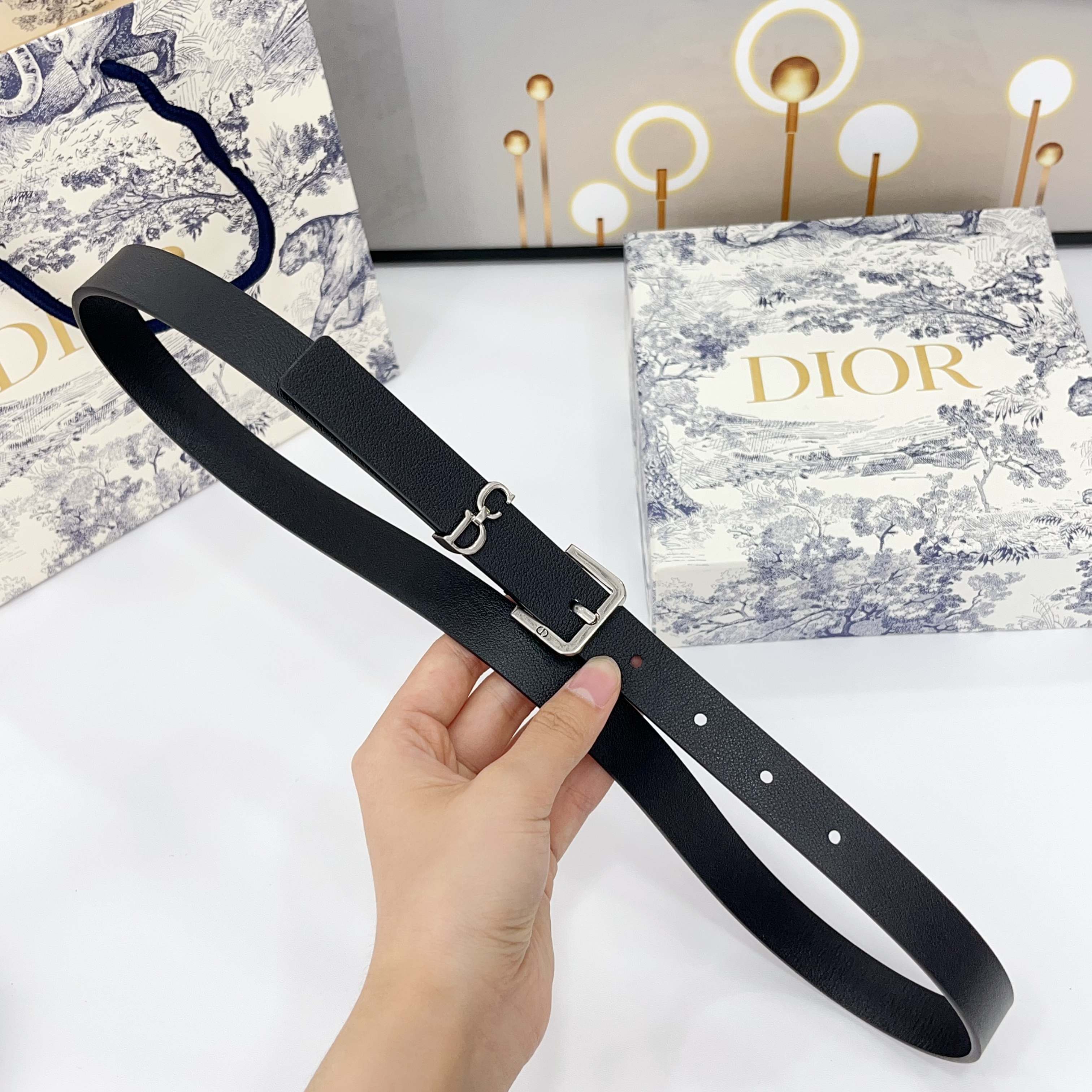 DIOR 25S BELT 20 MM IN BLACK CALFSKIN 570111