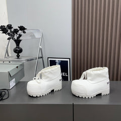 BALENCIAGA 25S ALASKA ANKLE BOOTS HIGH HEEL IN WHITE FABRIC