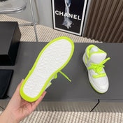HIGH-TOP SNEAKERS IN WHITE MIX NEON GREEN CALFSKIN