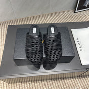 ALAIA WOVEN FLAT SHOES IN BLACK CALFSKIN STYLE 5