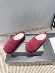 BALENCIAGA 25S AURALEE SLIP-ON 50 MM IN DEEP WINE RED SUEDE STYLE 2