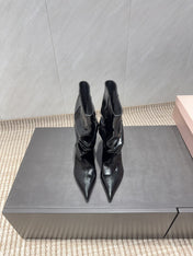 BALMAIN 26S BOOT 75 MM IN BLACK CALFSKIN