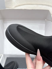 CHANEL 26S ZIPPER BOOTS IN BLACK FABRIC AND LAMBSKIN