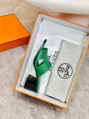 HM 26S HELIA SANDAL 70MM IN GREEN CALFSKIN