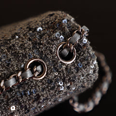 CHANEL 25S FLAP BAG 21 CM IN DARK GREY SEQUINED TWEED