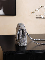 CHANEL 25S FLAP BAG 21 CM IN DARK GREY SEQUINED TWEED
