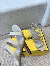 FENDI HIGH SANDAL 10 CM IN BEIGE CALFSKIN